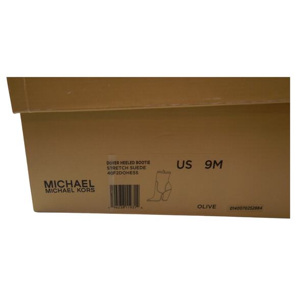 Michael Kors MK Dover Faux Suede Stretch Heeled Ankle Boots Booties Olive Sz 9M - Picture 13 of 13